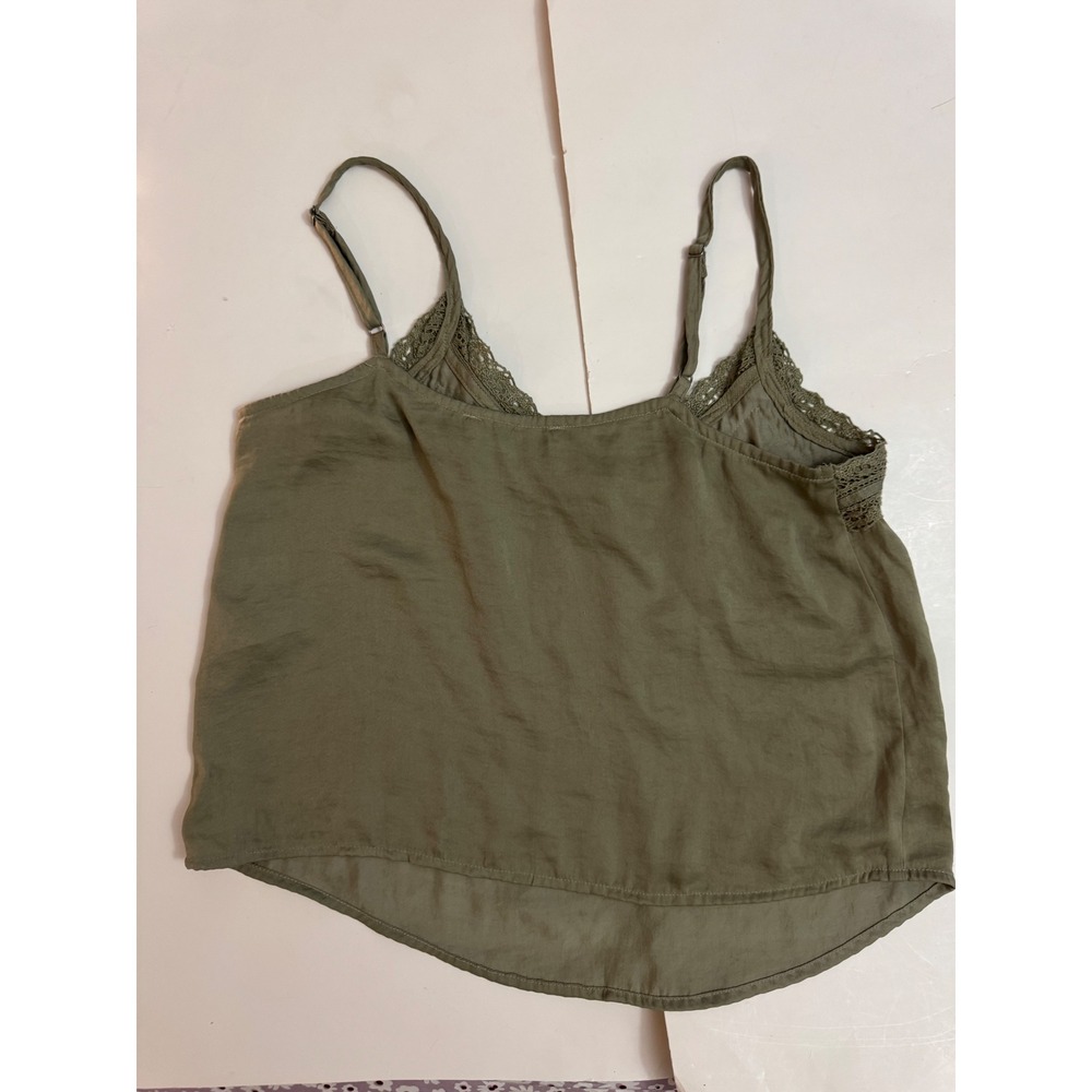 Hollister Olive Green Crochet Lace Trim Cami Top Womens XS Adjustable Straps - Picture 7 of 8